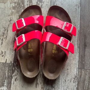 Neon Hot Pink patent leather Birkenstock Sandles rare find.